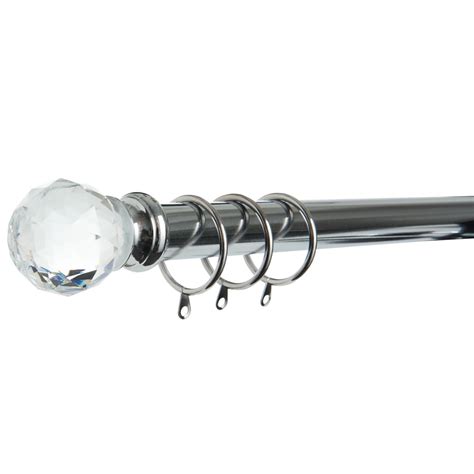 Wilko Cm Extendable Glass Ball Chrome Curtain Pole Wilko