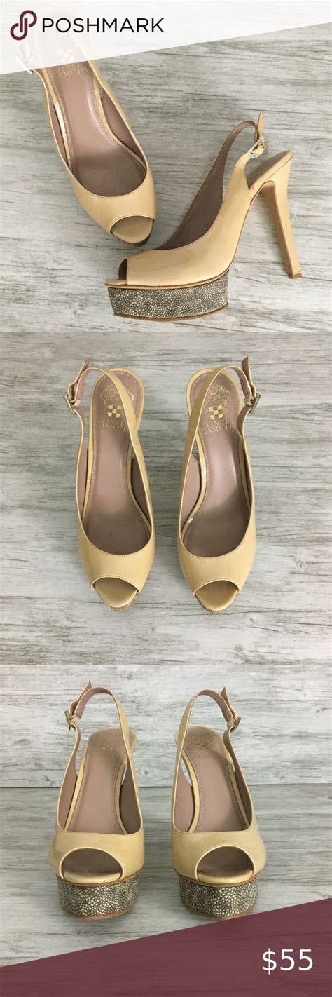 Vince Camuto Slingback Platform Stiletto Heels 9B Petal Nude Nubuck