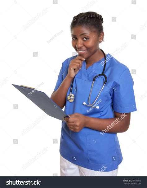 African Nurse Clipboard Looking Camera Stock Photo 249108415 Shutterstock