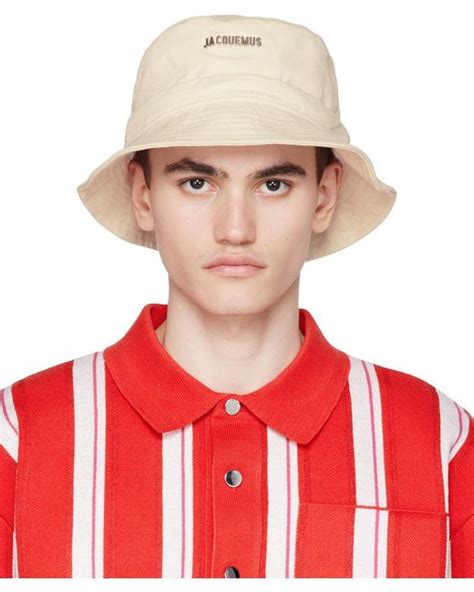 Jacquemus Off White Forever Le Bob Gadjo Bucket Hat In Red For Men Lyst