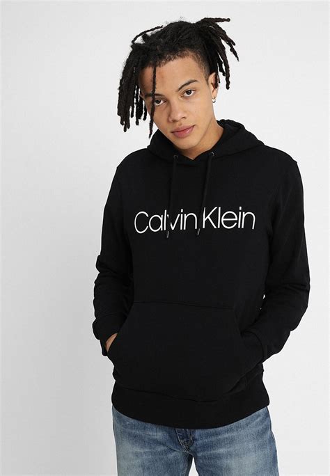 Calvin Klein Logo Hoodie Sweatshirt Perfect Blackblack Uk