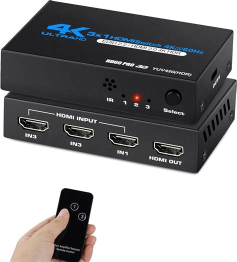 Amazon 4K 60Hz HDMI Switch NEWCARE HDMI Switch 3 In 1 Out With