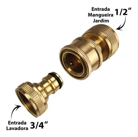 Engate Rápido Latão 3 4 Conex Entrada Lavadora Alta Pressão