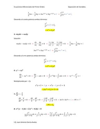 Ecuaciones diferenciales de primer orden separación de variables PDF