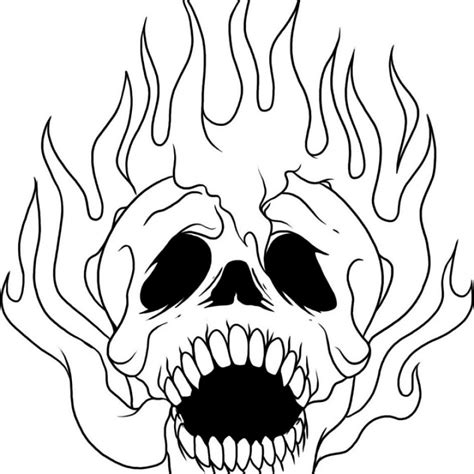 Flaming Skull Drawing | Free download on ClipArtMag