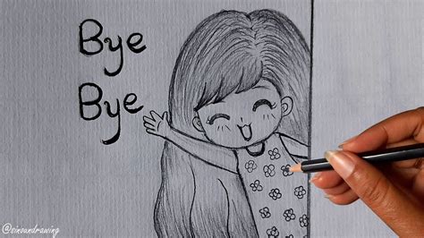 How To Draw A Girl Saying Bye Bye Sinoun Drawing Youtube