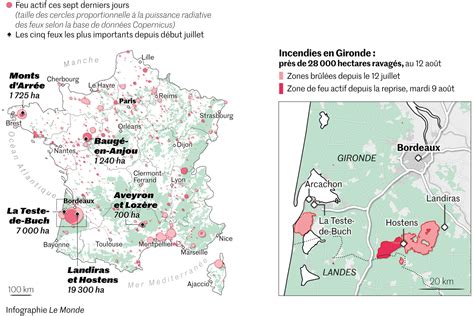 La carte des incendies en France depuis le début de lété