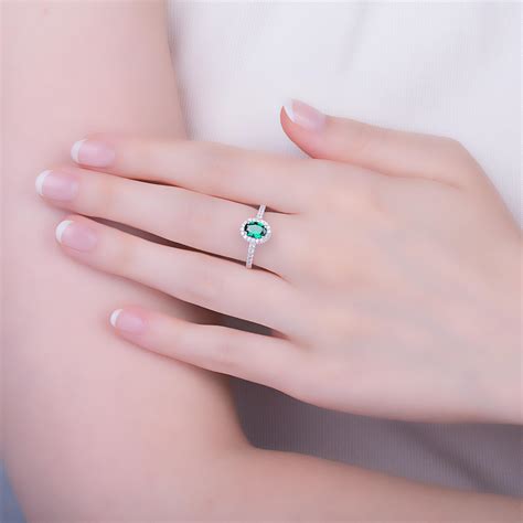 Eternity Emerald Oval Diamond Halo 18ct White Gold Engagement Ring