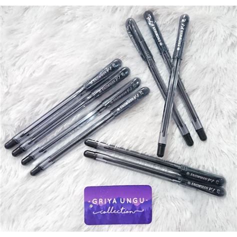 Jual Pen Bolpoin Pulpen Snowman V1 Hitam Shopee Indonesia