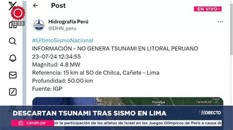 Temblor En Lima Sismo De Magnitud En Chilca Canal N