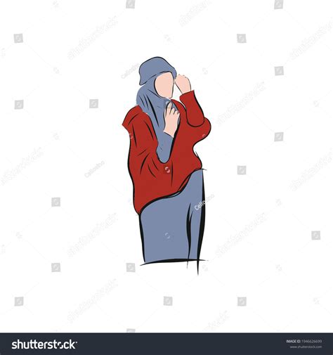 Girl Blue Hijab Cartoon Illustration Stock Vector Royalty Free