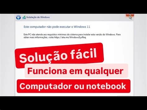 Este PC não pode executar o Windows 11 pois nao atende os requisitos