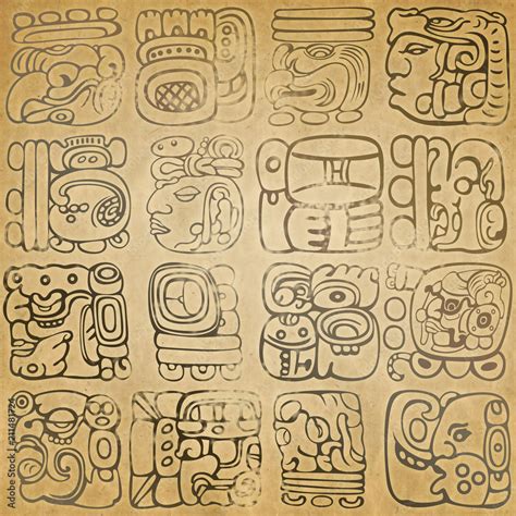 Mayan and aztec glyphs Stock Illustration | Adobe Stock