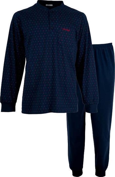 Gentlemen Heren Pyjama Maat M Cross Knoop Marine Bol