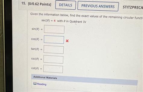 [solved] Given The Information Below Find The Exact Value