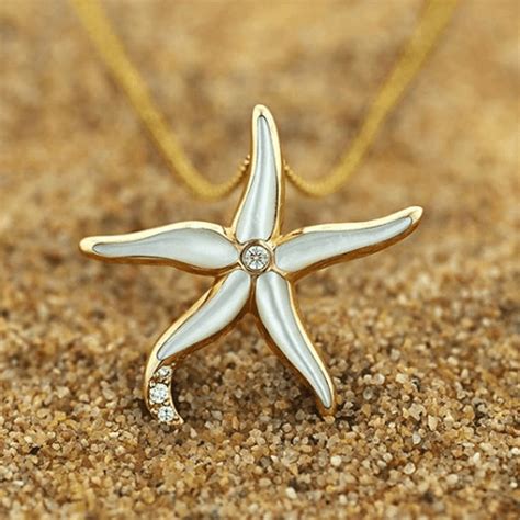 Starfish 14k Gold Mother Of Pearl Pendant Necklace Kabana Gold Mother