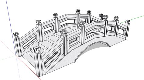 中式石质小型拱桥su模型景观建筑土木在线