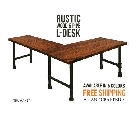 L Shaped Desk, L-desk, Industrial Style Pipe and Wood Desk, Corner Desk ...