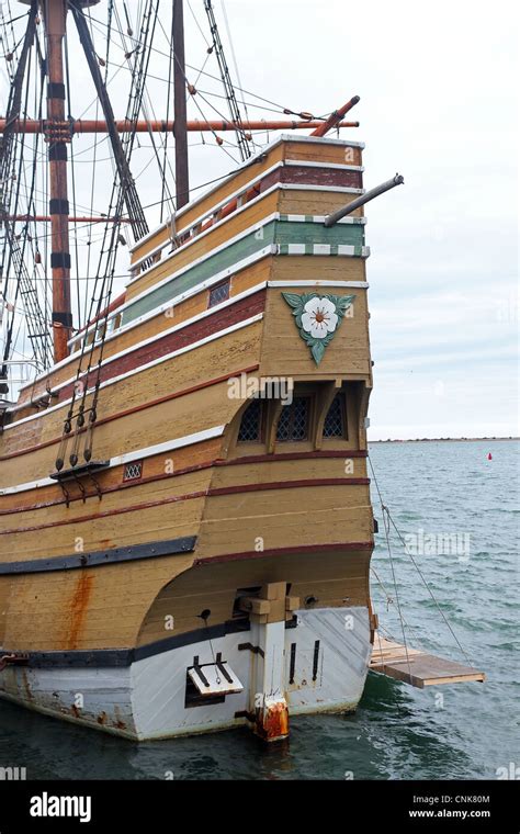 Detail Of The Mayflower Ii Replica Of The Ship The Pilgrims Sailed To