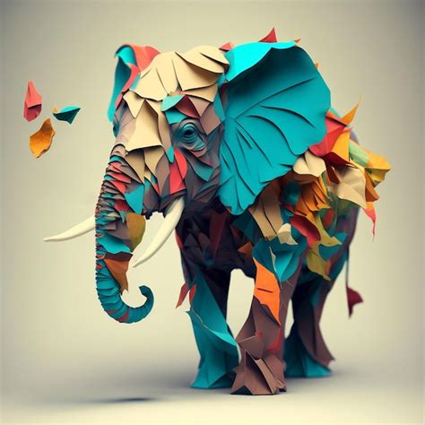 Uma escultura de elefante em papel digital quilling arte ilustração