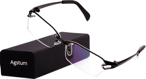 Buy Agstum Luxury Titanium Semi Rimless Business Glasses Frame Eyeglasses Clear Lens Online At