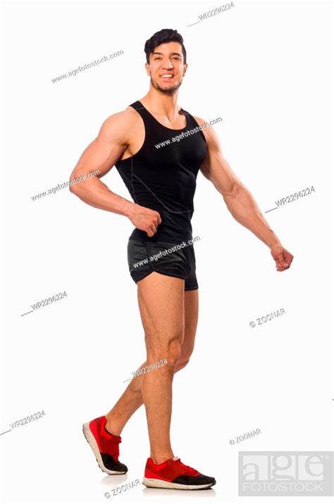 Muscular Man Isolated On The White Stock Photo Picture And Royalty