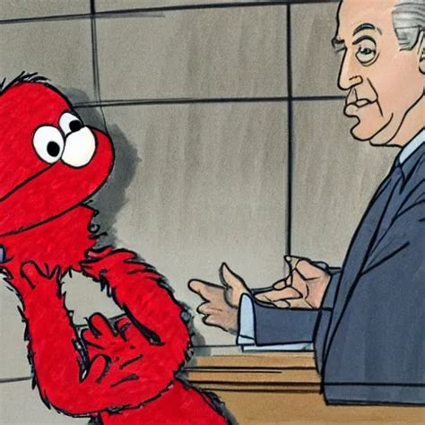 Elmo Testifying In Court With Saul Goodman Courtroom Stable