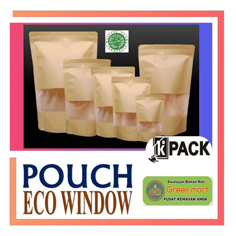 Jual Kemasan Standing Pouch Window Ecopack K Pack 150 Z Zipper Non