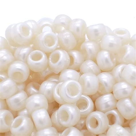 Pony Beads Plastic Barrel X Mm Pearl Cream Pk Beads And