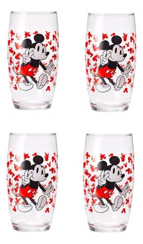 Kit 4 Copos De Vidro Mickey Minnie Disney 300 Ml Frete grátis