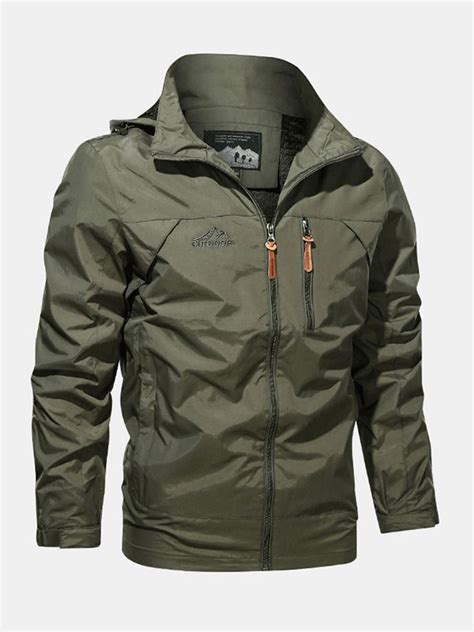 Chaqueta Con Capucha Y Cremallera Impermeable Para Hombre A Prueba De