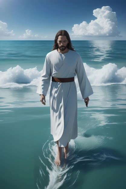 Premium Ai Image Jesus Walking In The Water Holy Christ