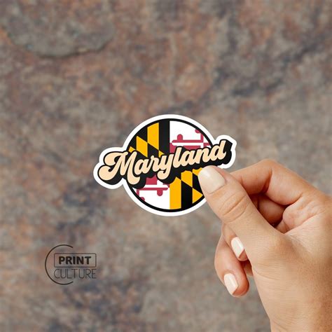 Maryland Flag Vinyl Sticker Water Resistant Sticker Laptop Decal