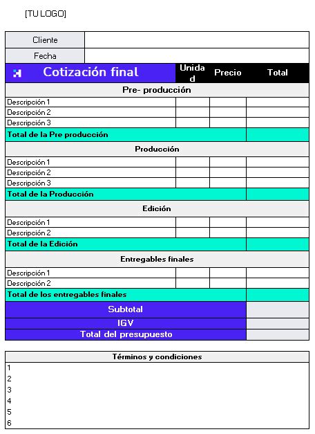 Cotización para fotografía PLANTILLA GRATIS 2021 Crehana