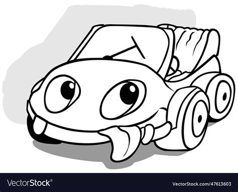 Drawing of a funny car with its tongue out Vector Image