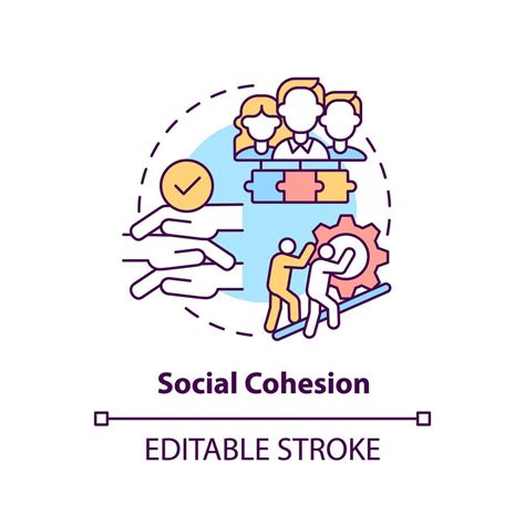O Que É Coesão Social - ícone do conceito de coesão social. ilustração de linha fina de ideia ...
