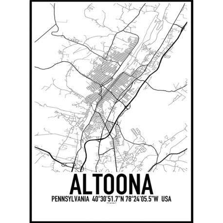 Altoona PA Map Poster. Find your posters at Wallstars Online. Shop today!