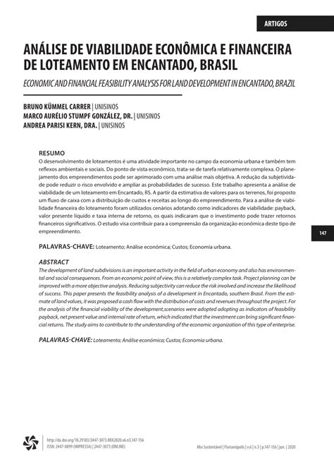 PDF ANÁLISE DE VIABILIDADE ECONÔMICA E FINANCEIRA DE LOTEAMENTO EM