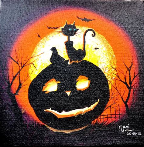 Halloween Pumpkin Painting Painting by Navita Gujral | Saatchi Art