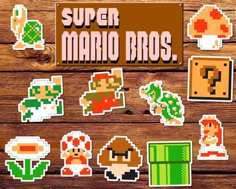 Mario Retro 8 Bit NES, Super Mario Bros Set of 11 Stickers Vinyl Stickers - Etsy