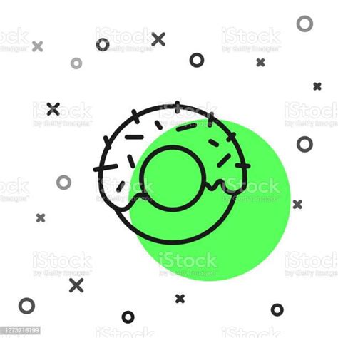 흰색 배경에 고립 된 달콤한 유약 아이콘과 검은 라인 도넛 벡터 검은색에 대한 스톡 벡터 아트 및 기타 이미지 검은색