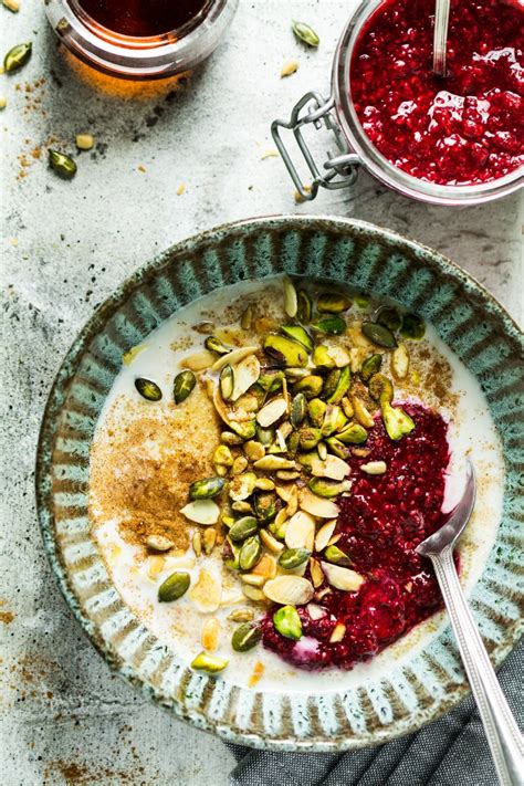 Amaranth Porridge With Raspberry Chia Jam Lazy Cat Kitchen