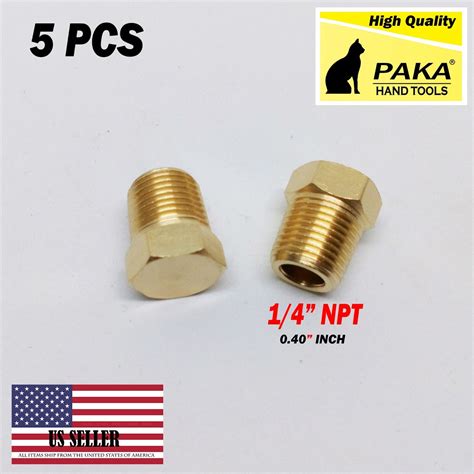 5pc 14 Inch Male Npt Cored Hex Head Plug Brass Pipe Fitting Npt Fuel