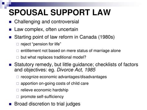 Ppt The Canadian Law Of Spousal Support The Guidelines Approach