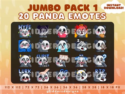 Panda Emotes Twitch Jumbo Pack Panda Twitch Emotes Etsy