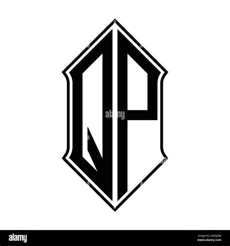 Qp Logo Monogram With Shieldshape And Black Outline Design Template