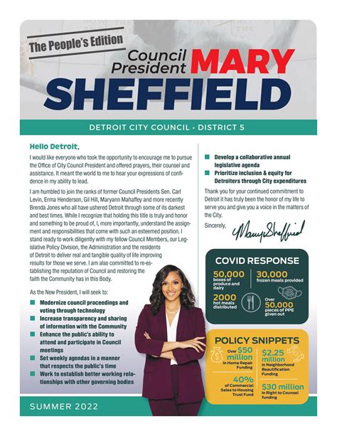 From The Desk Of Council President Mary Sheffield The Peoples