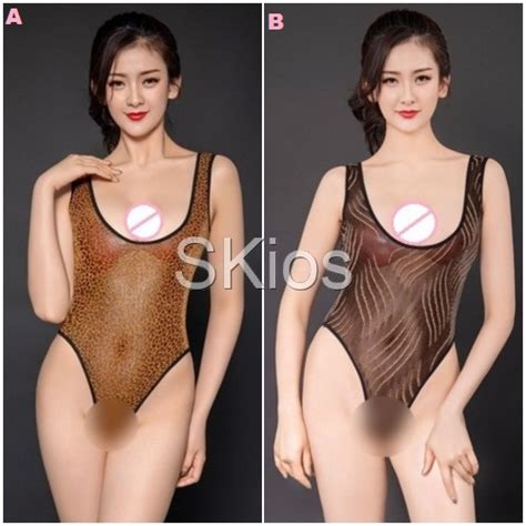 Jual Sexy Lingerie Transparan Swimsuit Leopard One Piece Open Crotch L Shopee Indonesia