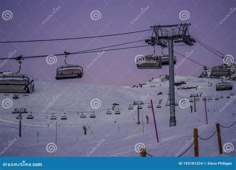 Alpe D Huez France Later Evening Cableway Lift Cabin