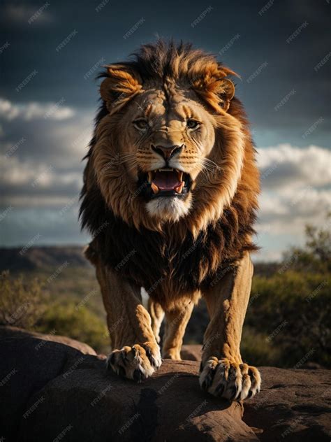 Premium AI Image | Male Lion Roaring